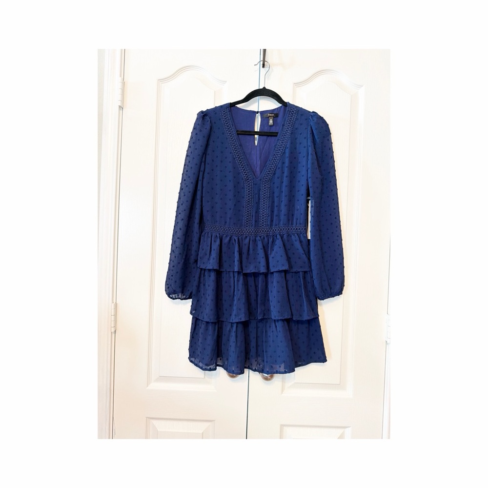 Aqua Tiered Ruffle Mini Dress Navy NWT Size Small